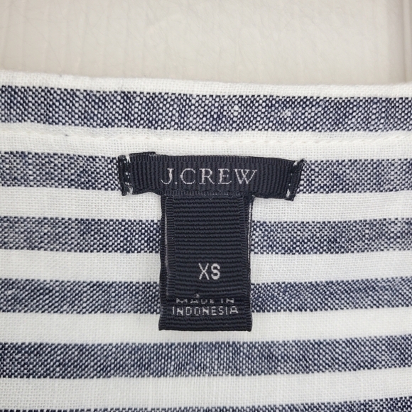 J. Crew Womens Sz XS Long Sleeve Tunic Blouse Linen Blend Striped Black White - Picture 8 of 13